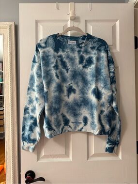 Champion Blue & White Tie-Dye Crewneck Sweatshirt